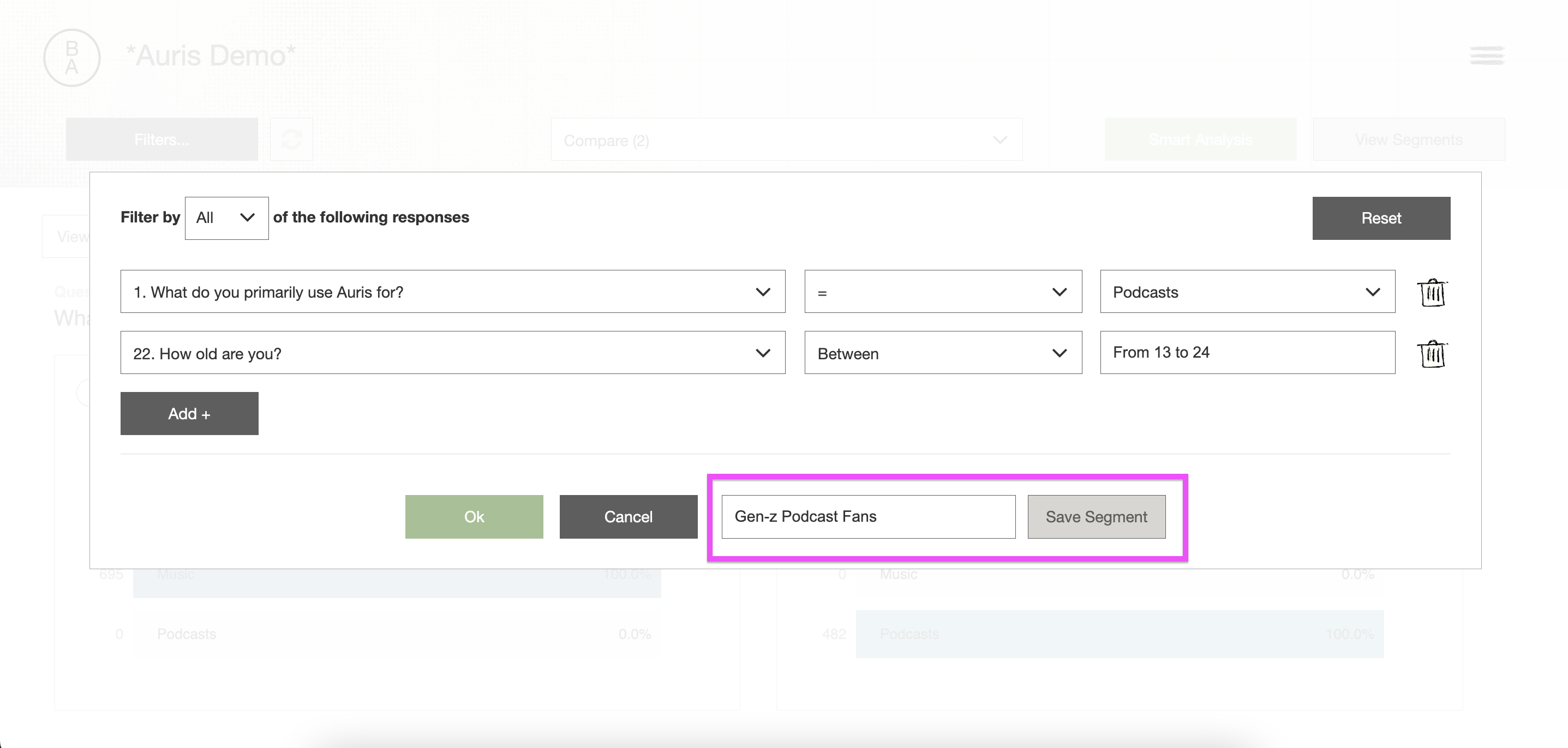 Saving segments for questions and answers you selected.